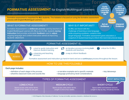 Formative Assessment for EL/MLs Foldable